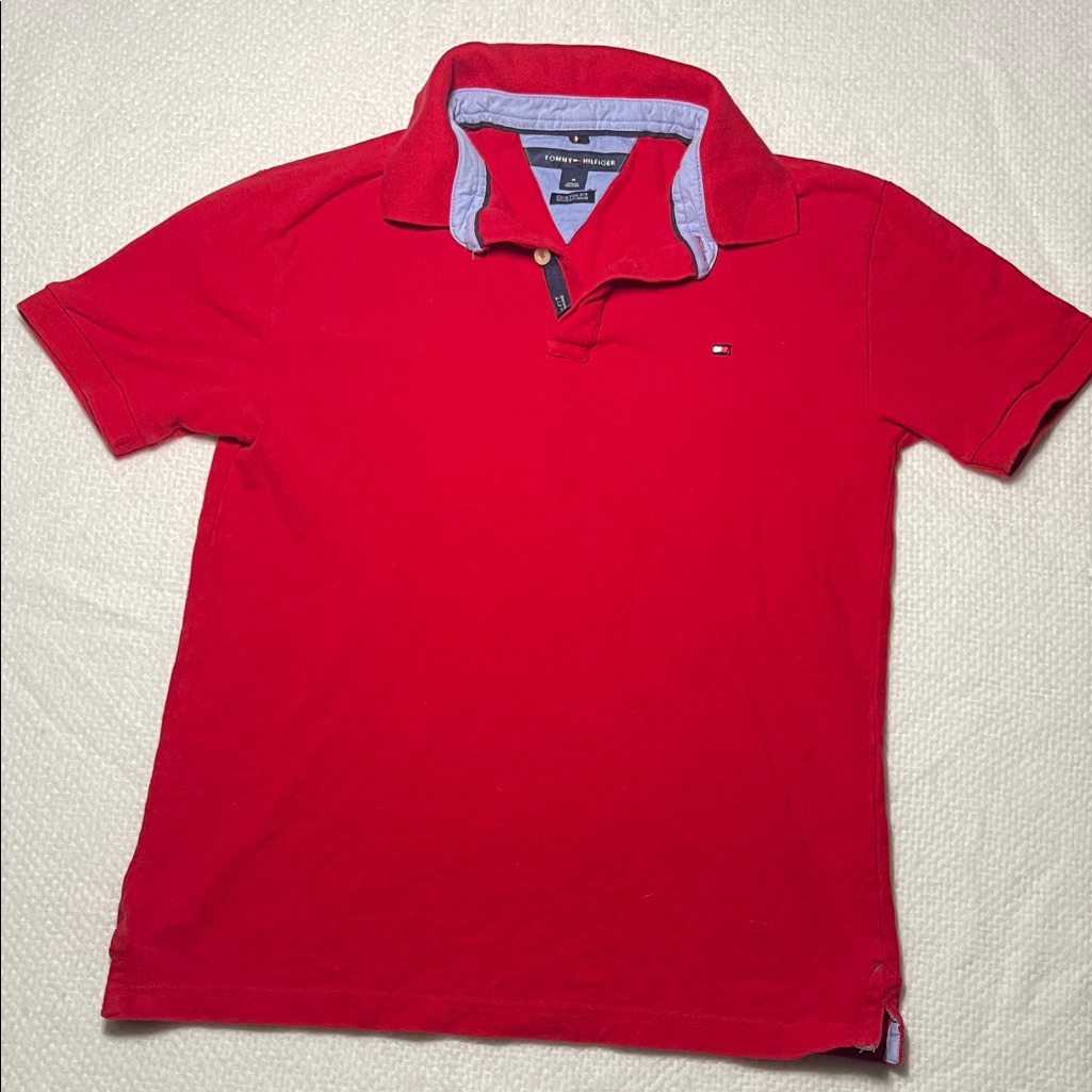 Vintage Y2k Tommy Hilfiger Men's Vibrant Red Classic Custom Fit Polo Preppy